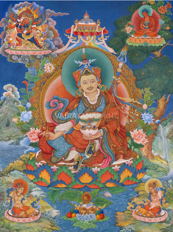 Lotus Born Master Guru Padmasambhava Thangka Print | The Second Buddha Canvas Art As Spiritual Room Decor