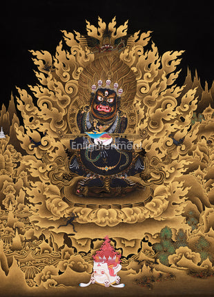 Extra-ordinary Sakya Mahakala Thangka in Gold