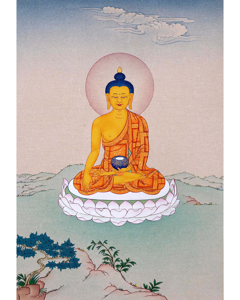 Namo Shakyamuni Buddha Thangka | Hand Painted Art for Meditation