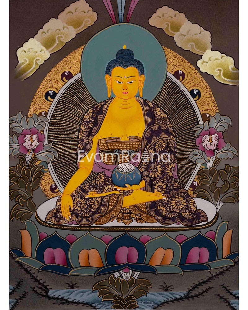 Traditional Hand-Painted Shakyamuni Buddha Thangka | Buddhist Religious Painting