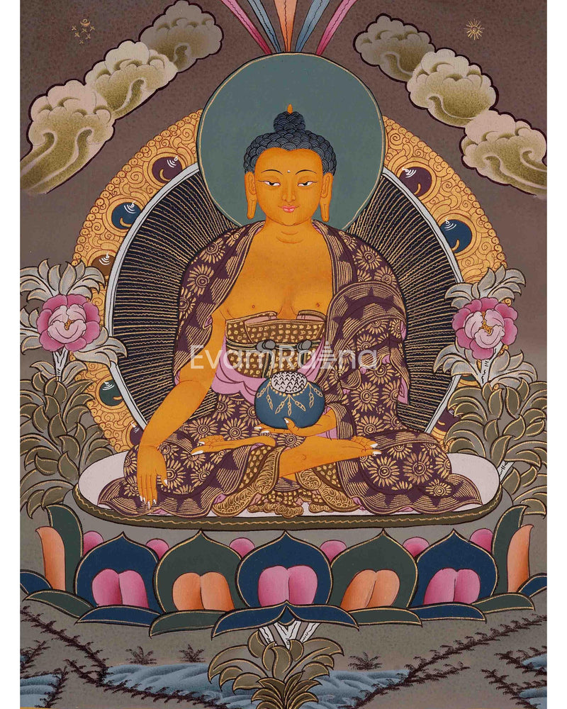 Shakyamuni Buddha Thangka | Buddhist Altar | Tibetan Buddhism | Compassion of Yoga | Religious Painting | Supreme Wisdom | FREE SHIPPING !!