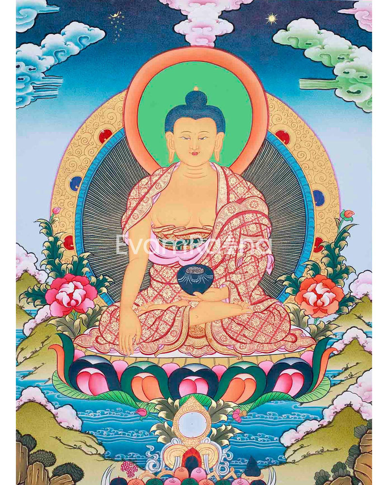 Original Hand-Painted Shakyamuni Buddha Wall Hanging | Positive Art for Home