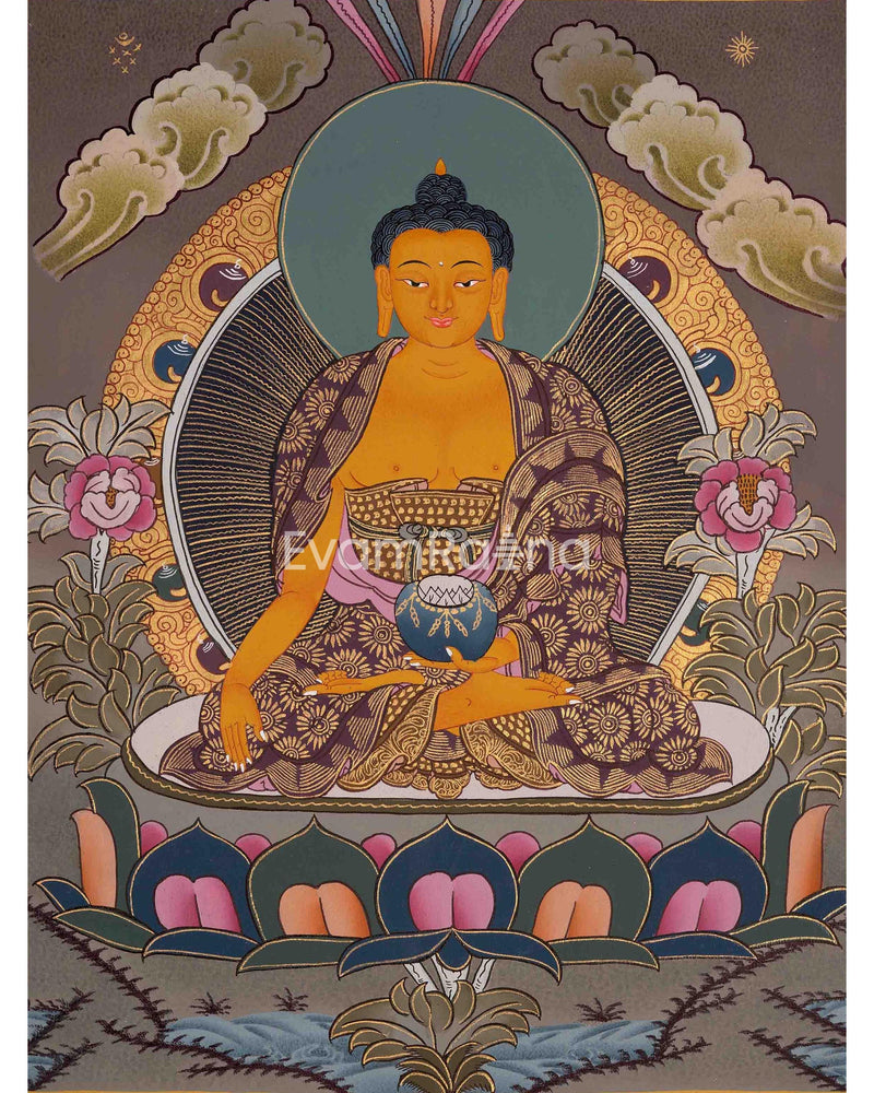 Shakyamuni Buddha Thangka | Buddhist Altar | Tibetan Buddhism | Compassion of Yoga | Religious Painting | Supreme Wisdom | FREE SHIPPING !!