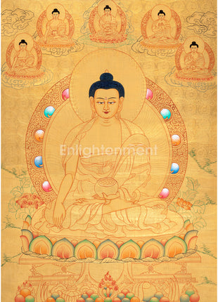 Shakyamuni Buddha Gold Thangka