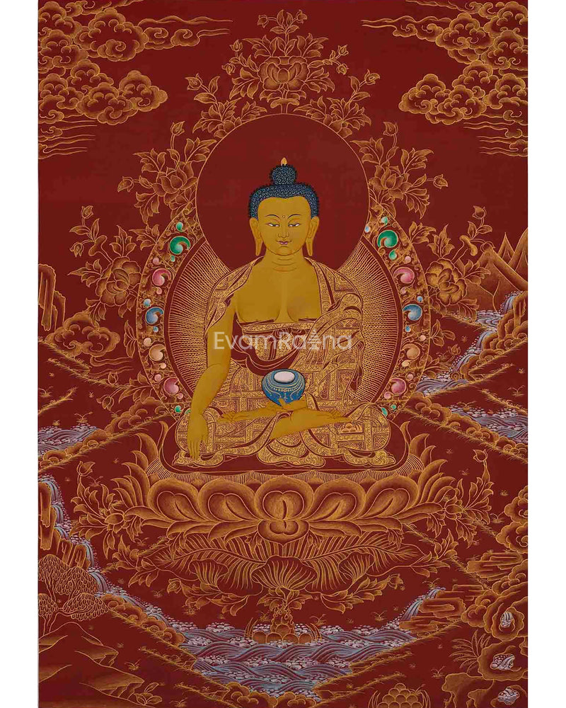 Shakyamuni Buddha Red Background