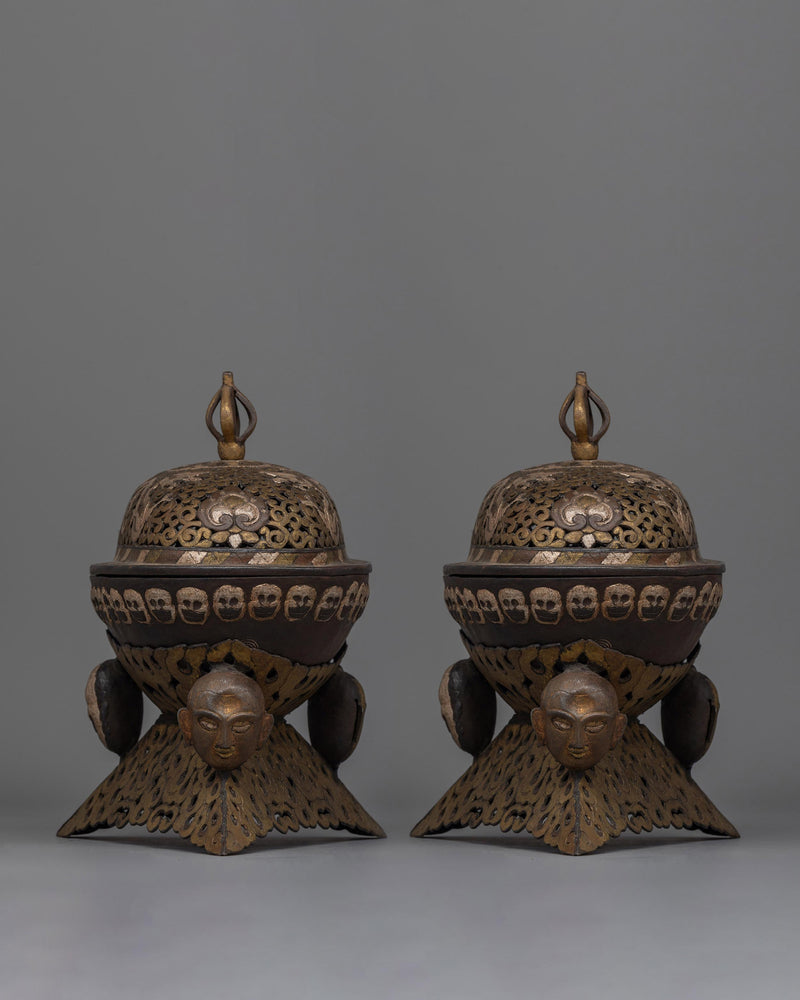 Silver Tibetan Buddhist Kapala Set