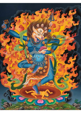 Traditional Buddhist Dakini Singha Mukha Thangka Print | Buddhist Spiritual Gifts