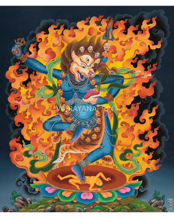 Traditional Buddhist Dakini Singha Mukha Thangka Print | Buddhist Spiritual Gifts