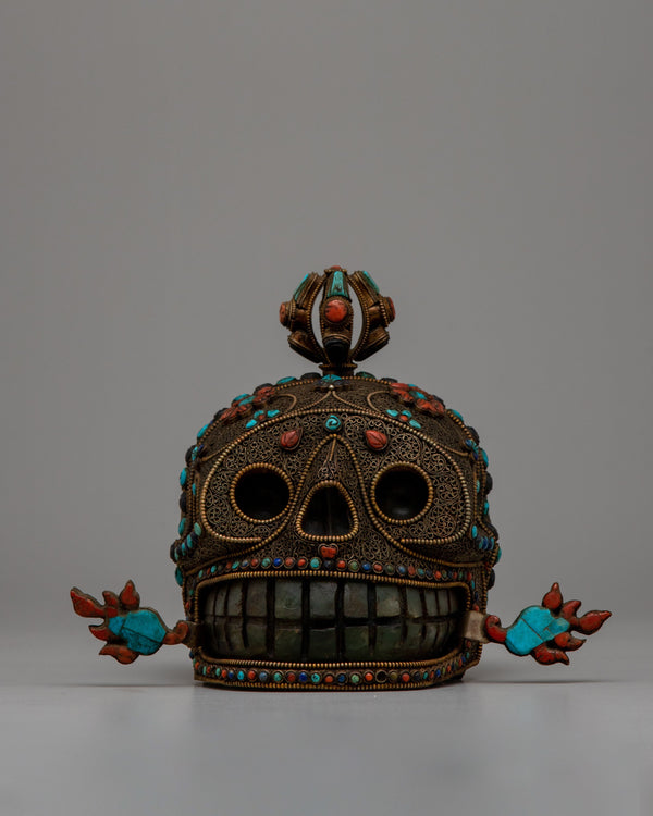 Copper Skull Statue