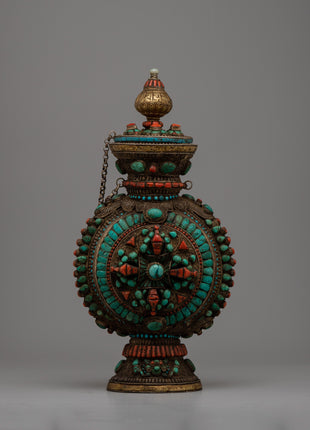 Tibetan Silver Snuff Bottle&nbsp;