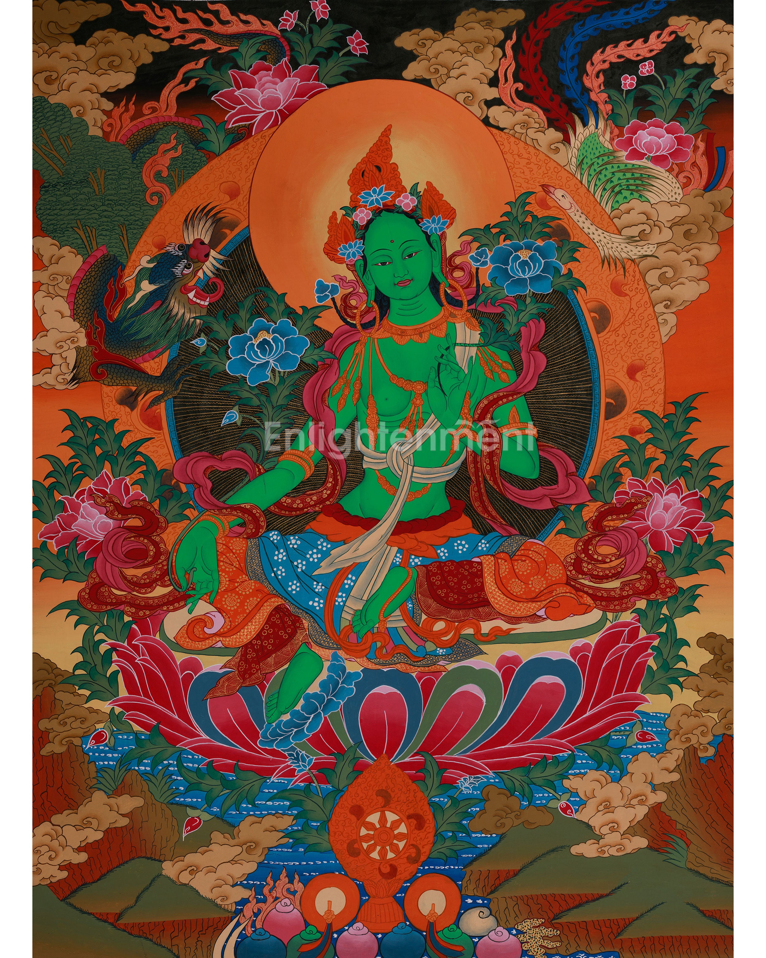 Spiritual Thangka Of Green Tara