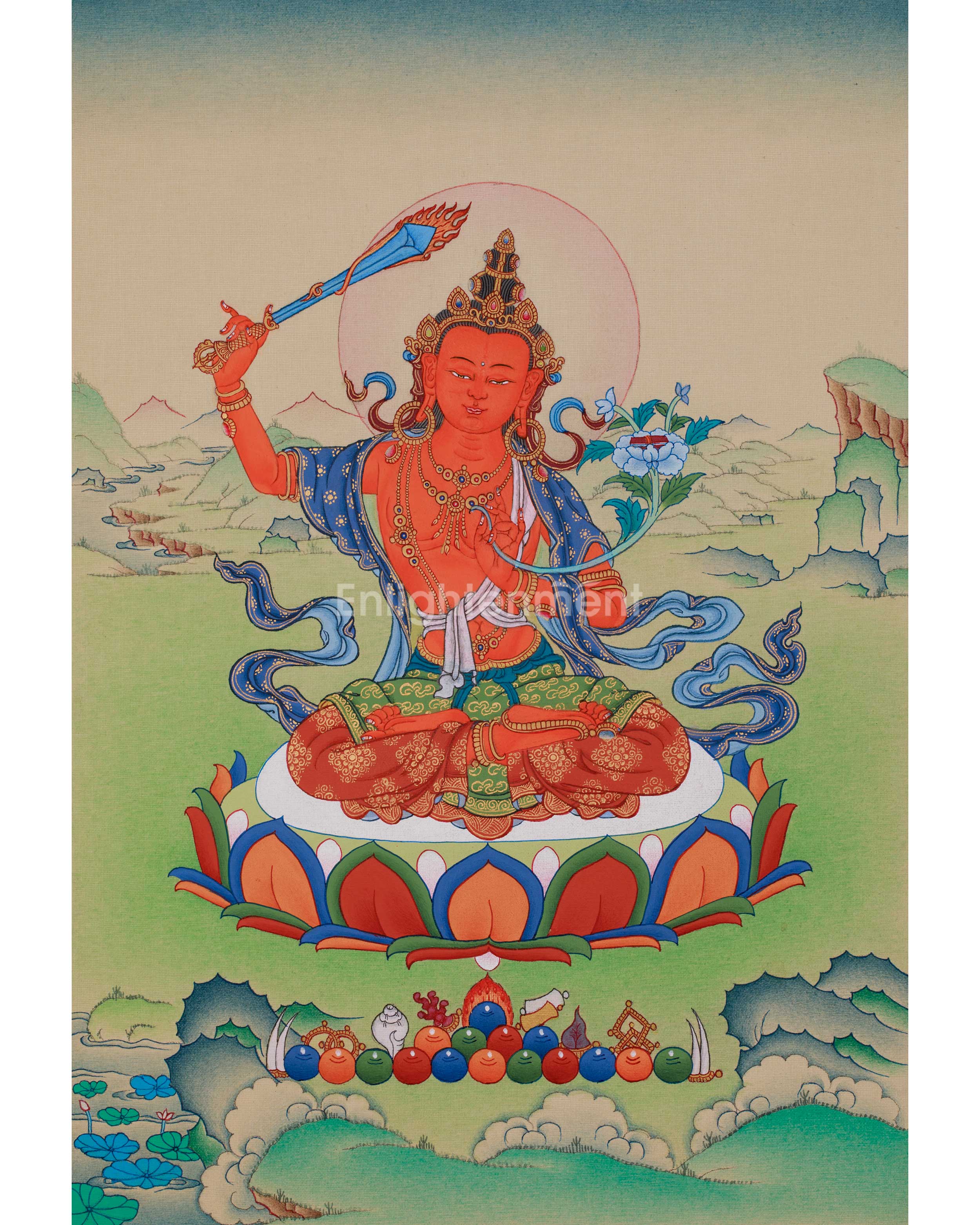 Spiritual Thangka Of Manjushri