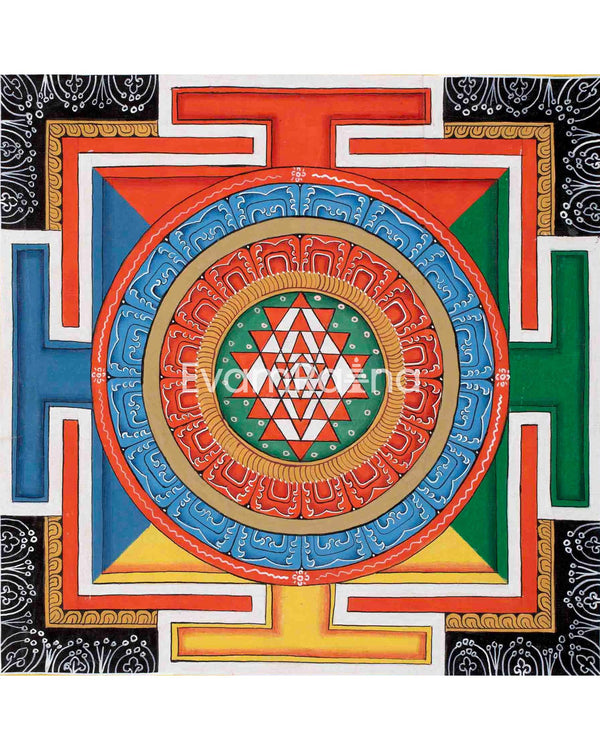 Sri Yantra Mandala | Original Hand Painted Thangka | Mandala Wall Tapestry