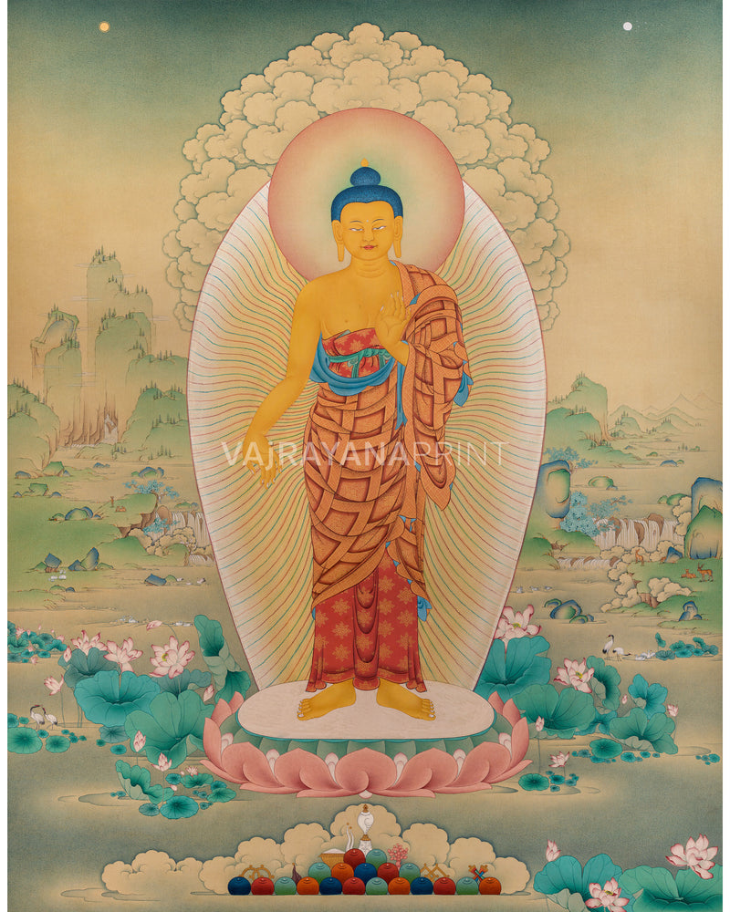 Trinity of Enlightenment: Shakyamuni Buddha, Green Tara, Avalokiteshvara |  Exclusive Karma Gadri Art Prints