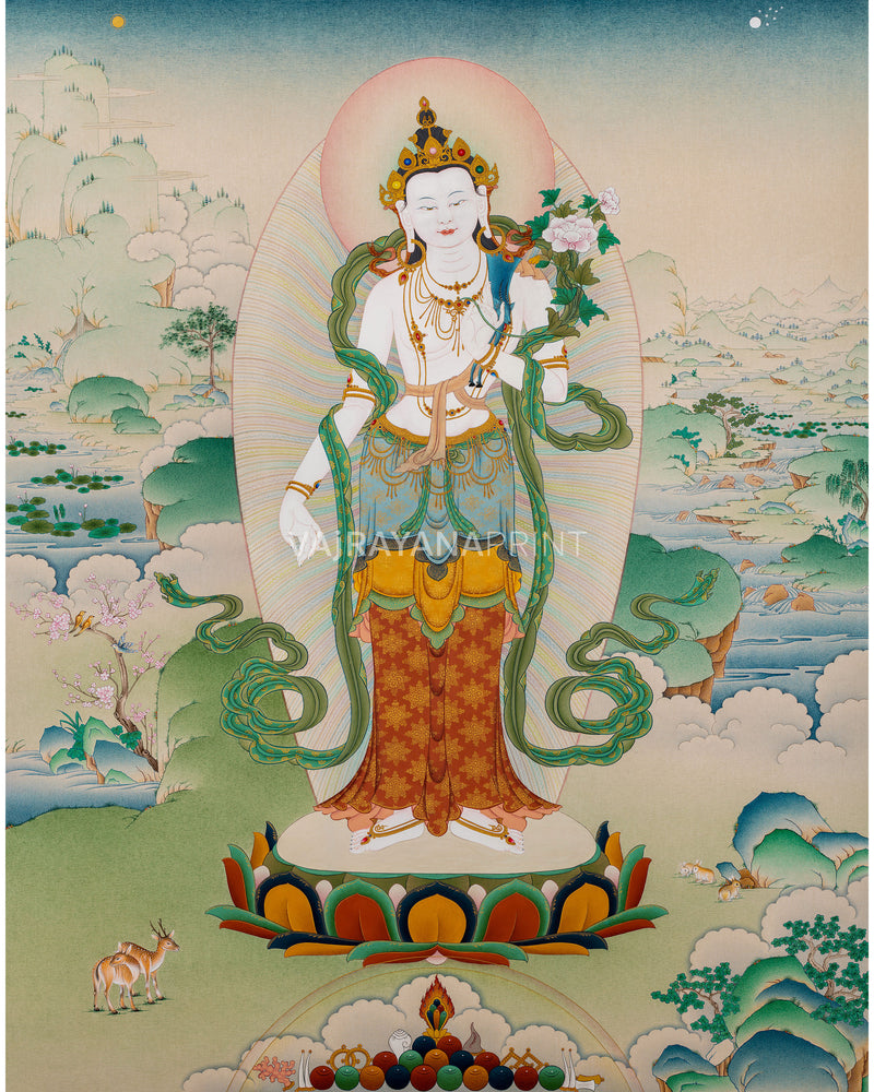 Trinity of Enlightenment: Shakyamuni Buddha, Green Tara, Avalokiteshvara |  Exclusive Karma Gadri Art Prints