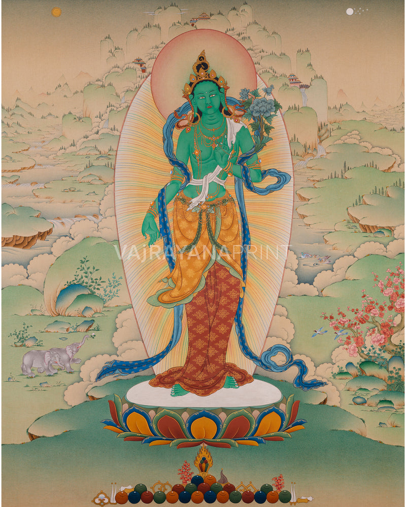 Standing Green Tara Thangka