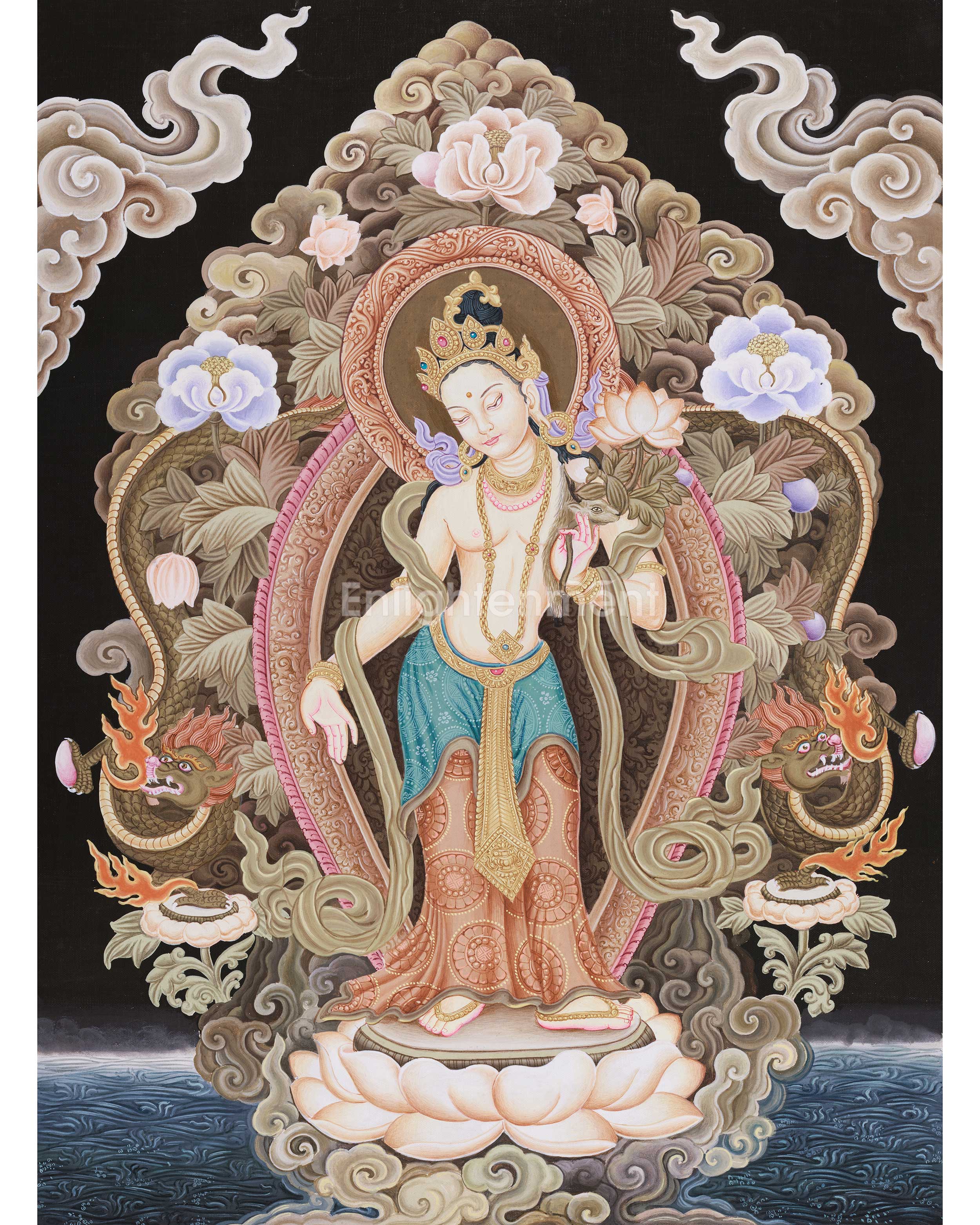 Standing Compassion Deity Chenrezig Thangka
