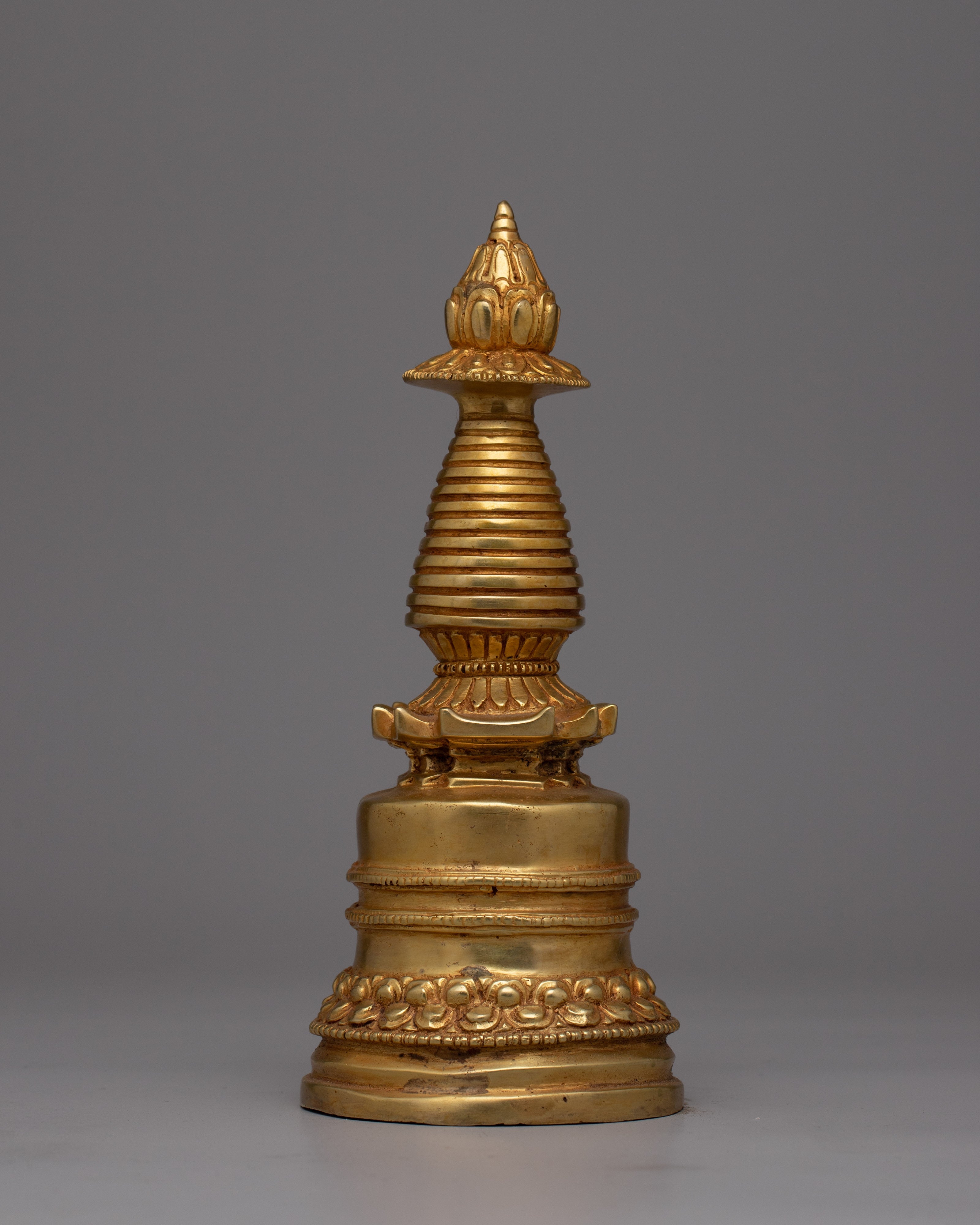 Copper Stupa Plated in Gold 