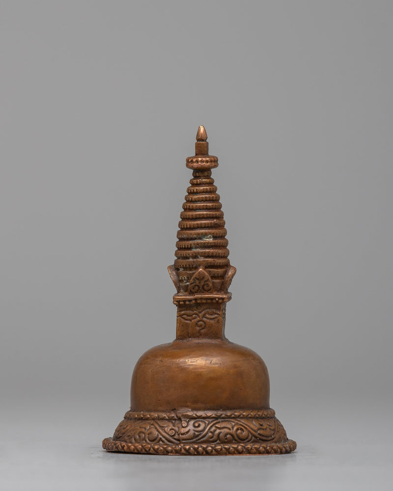 Oxidized Copper Buddhist Stupa