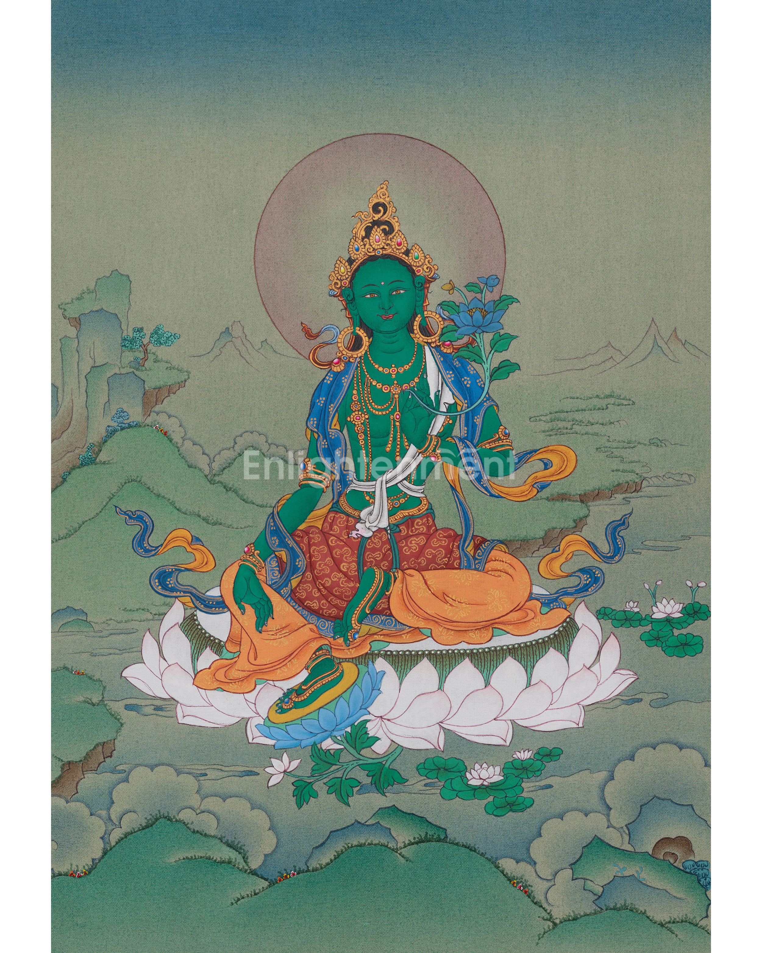 Swift Compassion Deity Green Tara Thangka