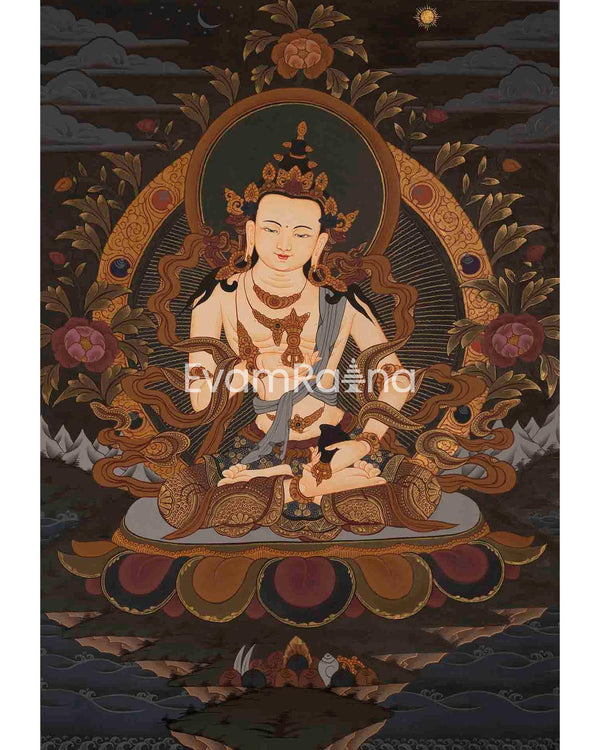 Thangka Painting Of Vajrasattva | Original Hand-Painted Tibetan Buddhist Thanka