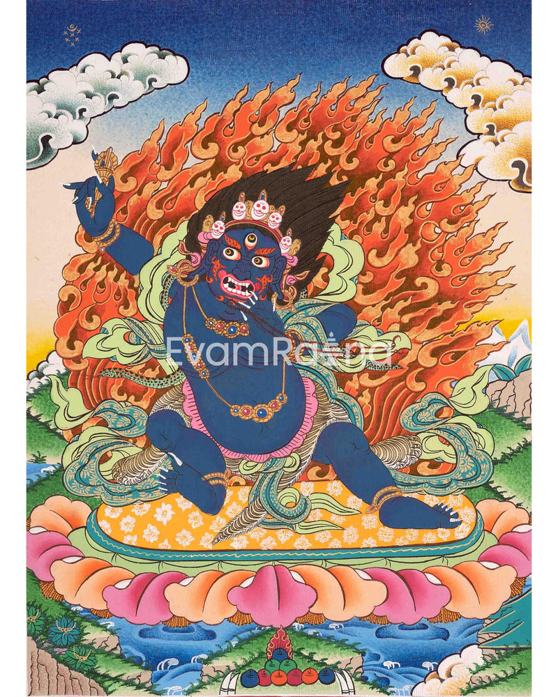 Original Hand-Painted Vajrapani Thangka | Tibetan Buddhist Canvas Art