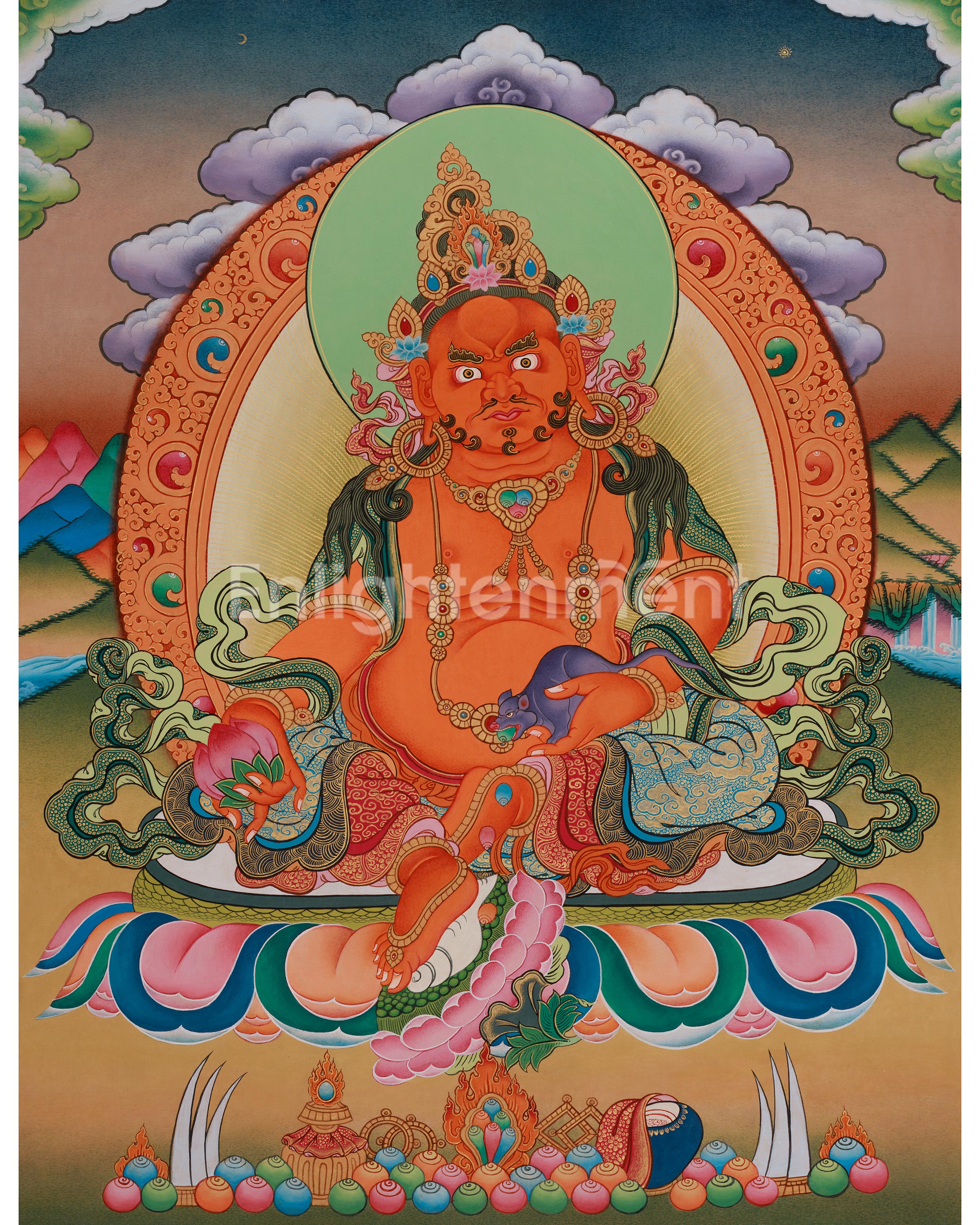 Tibetan Deity Dzambhala Thangka