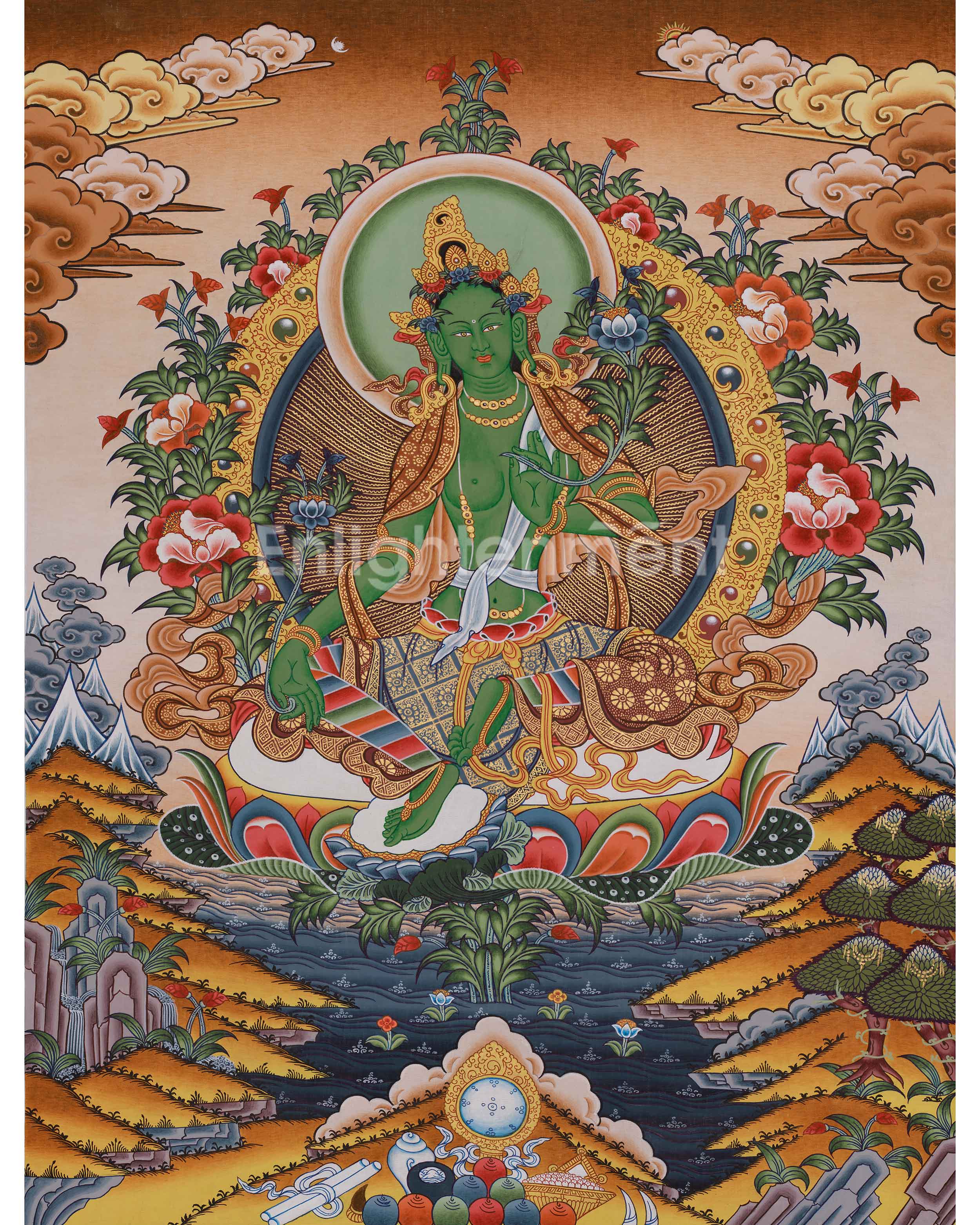 Tibetan Deity Shyama Tara Thangka 