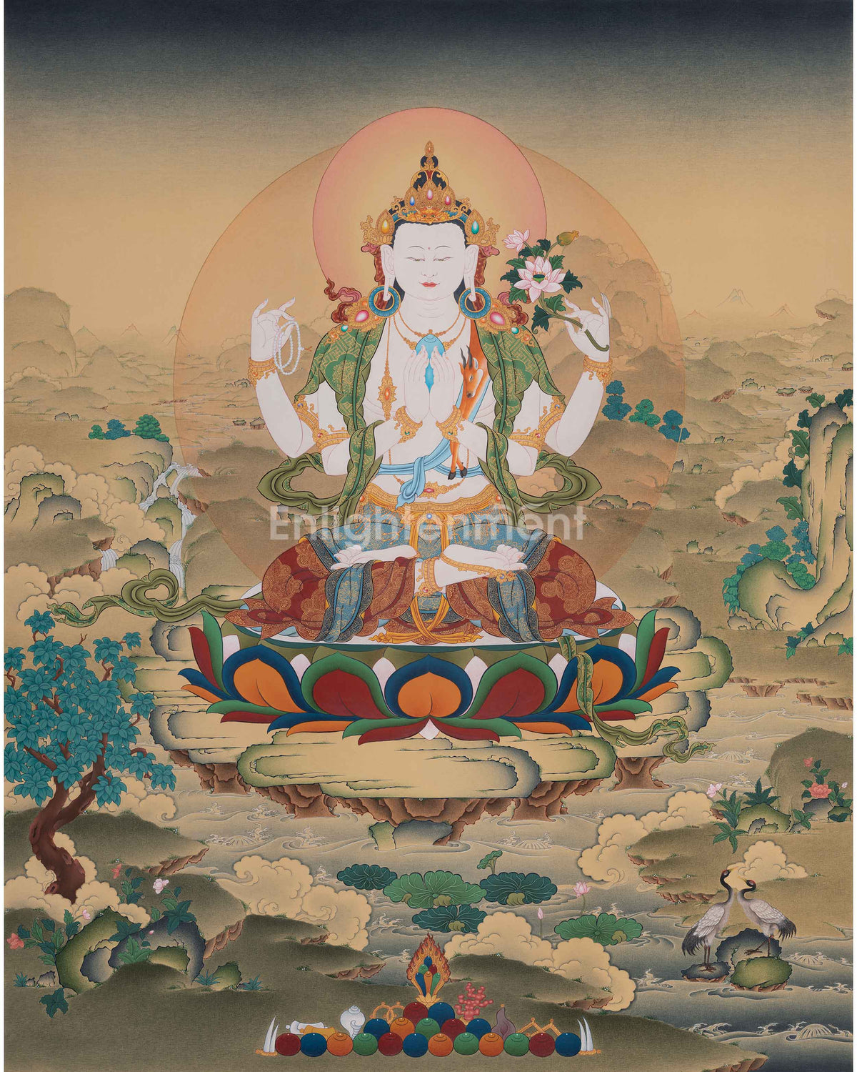 Tibetan Four-Armed Chenrezig Thangka