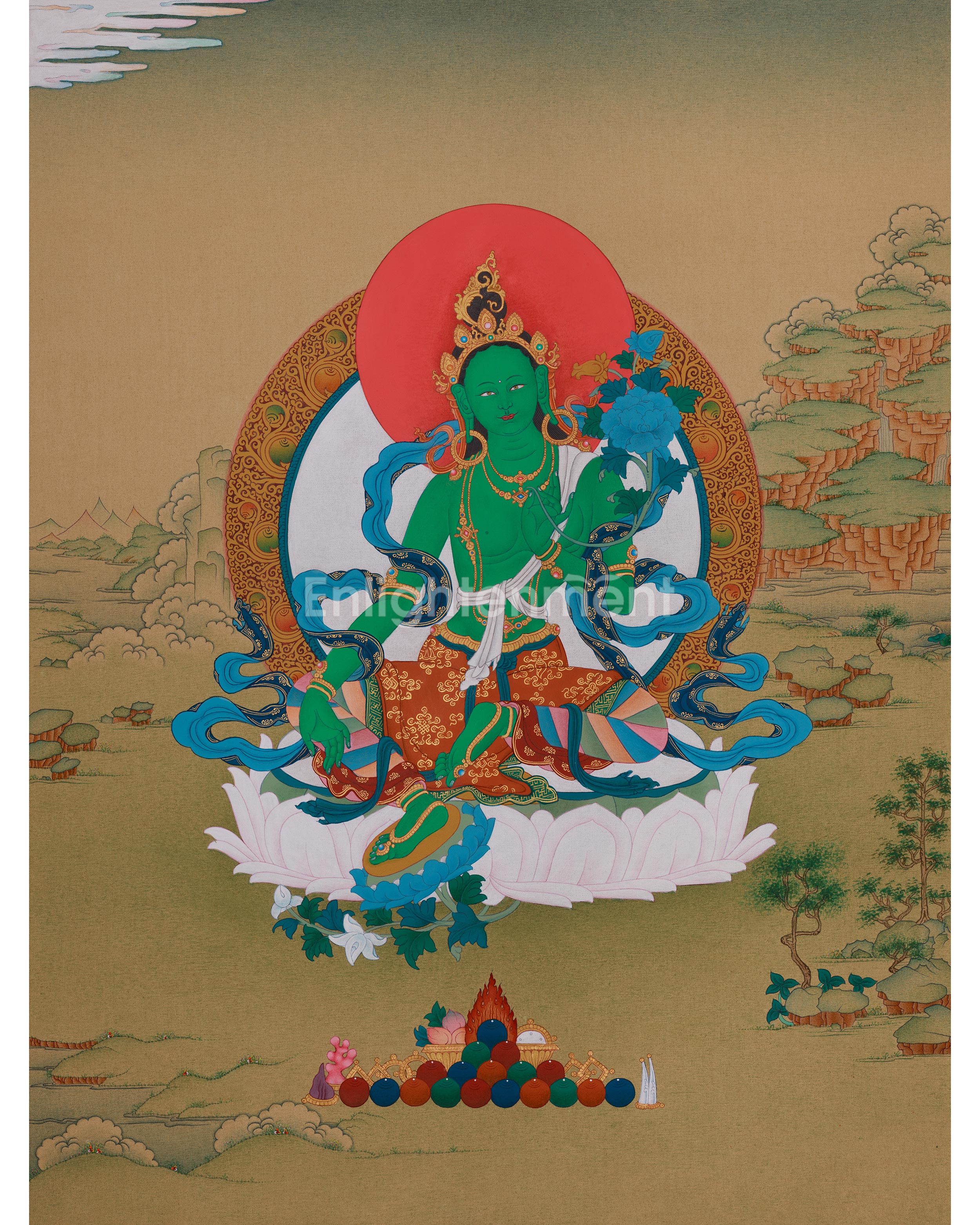 Tibetan Green Tara Thangka