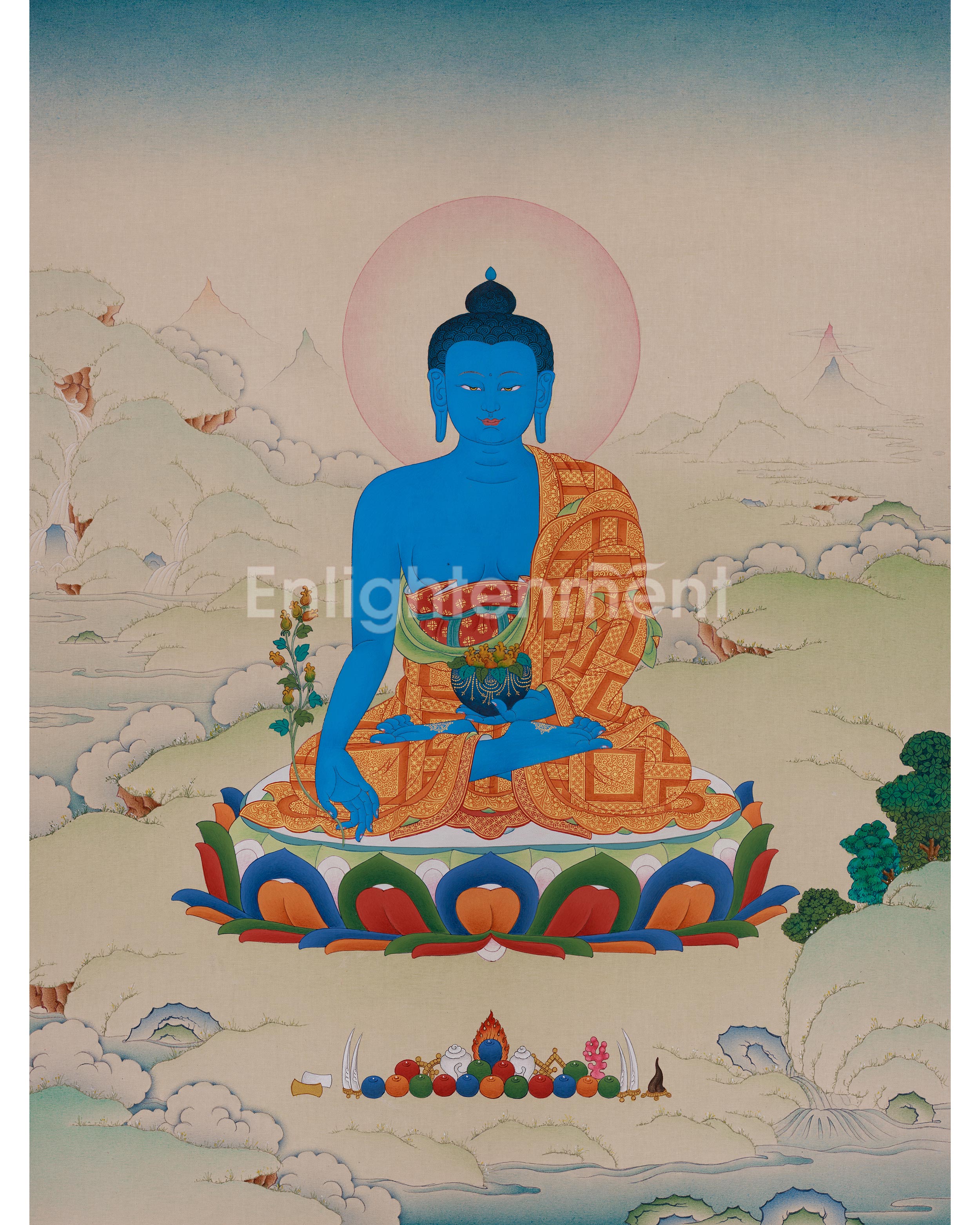 Authentic Medicine Buddha Thangka | Healing Buddha Art for