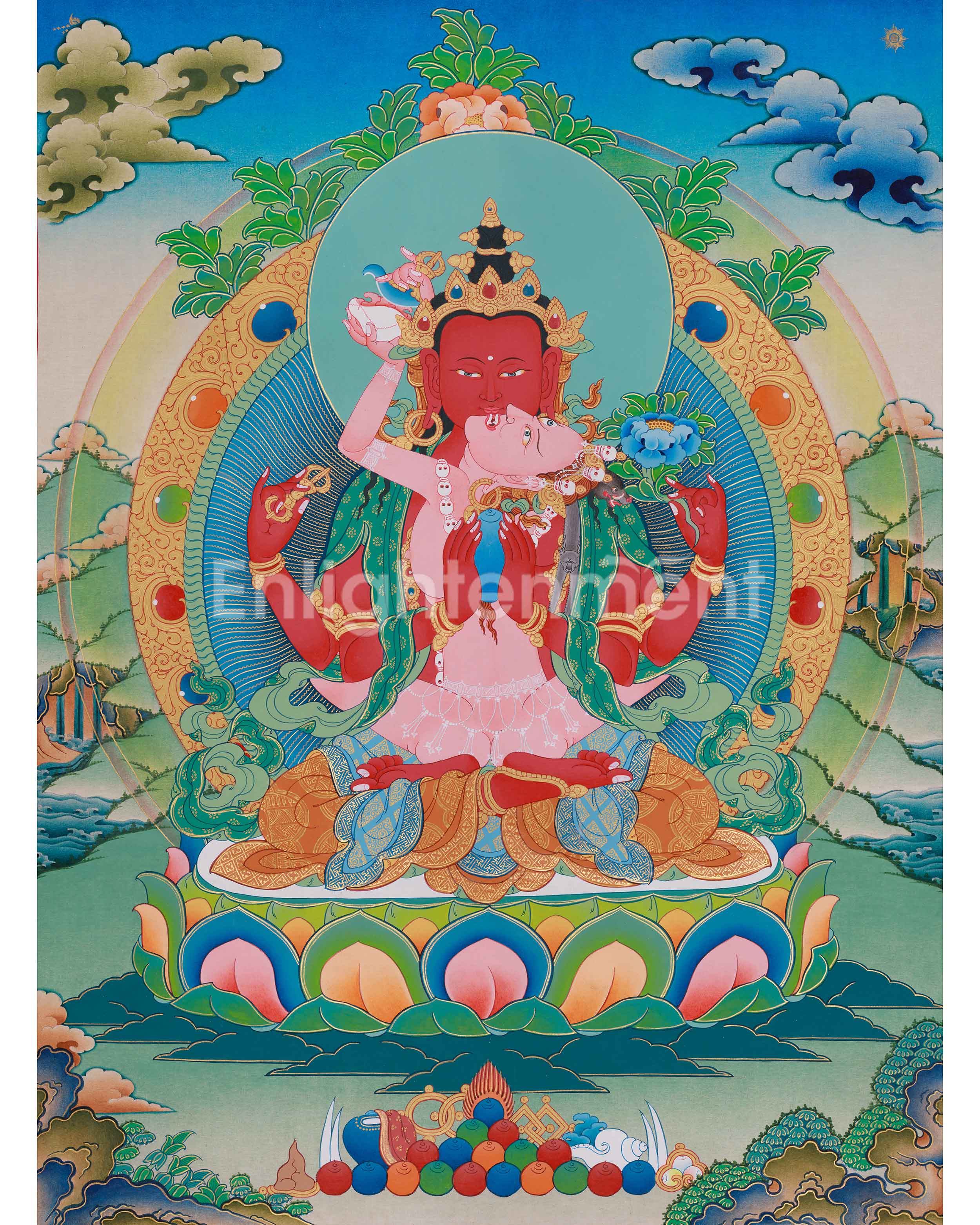 Traditional Red Chenrezig Thangka