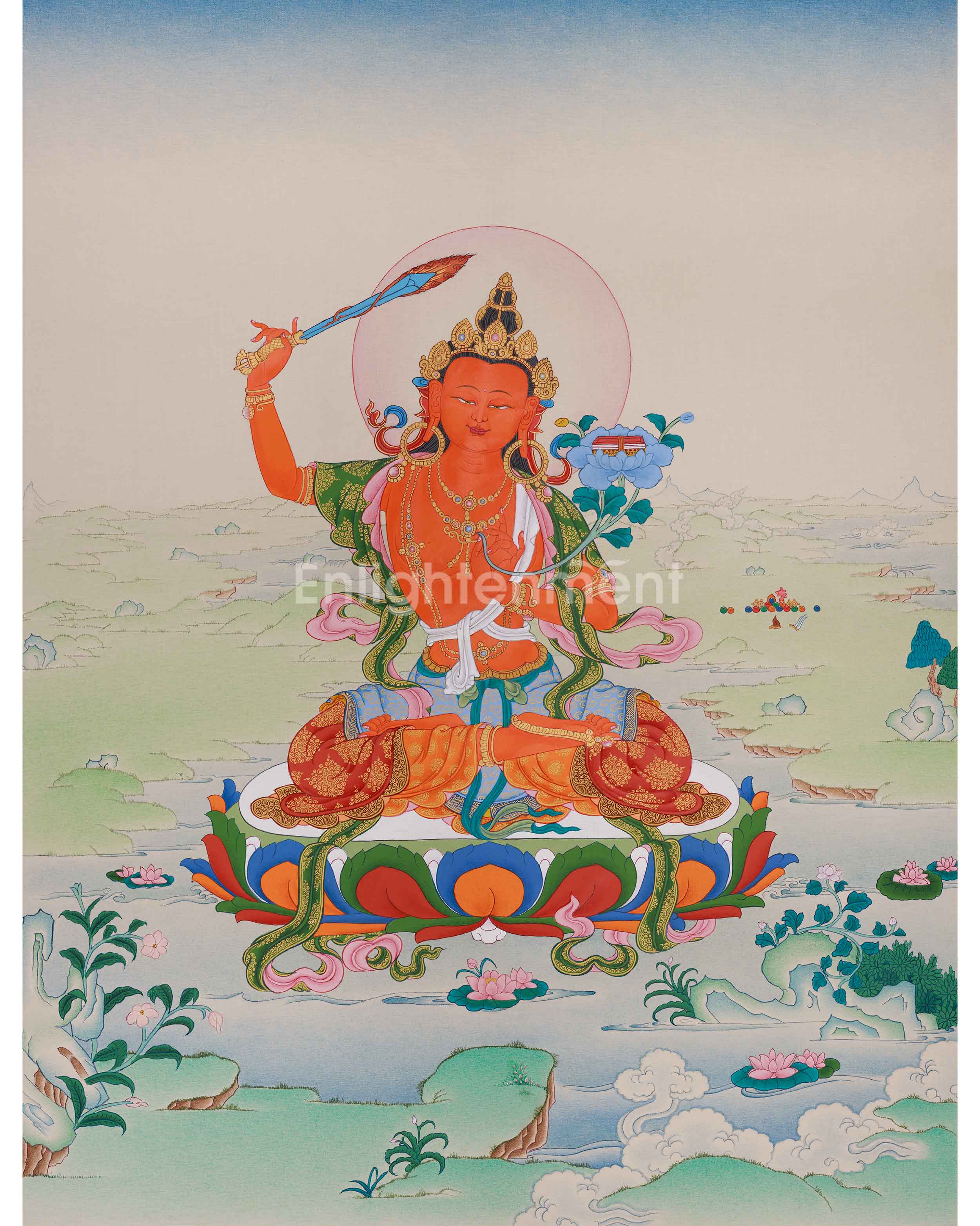 Traditional Thangka Of Manjushri