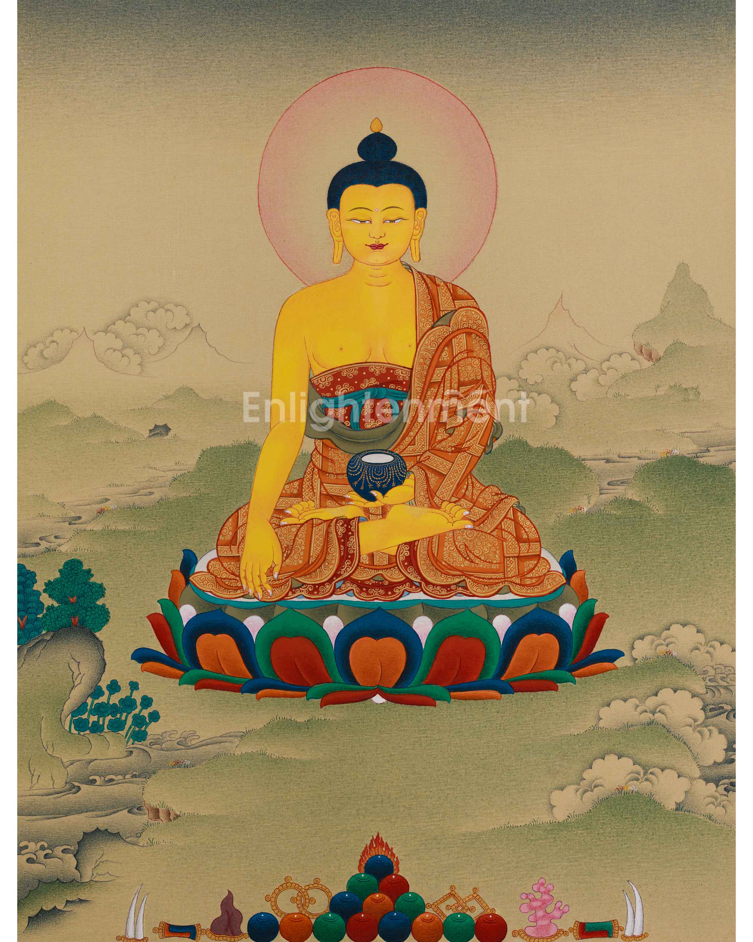 Traditional Thangka Of Shakyamuni Buddha