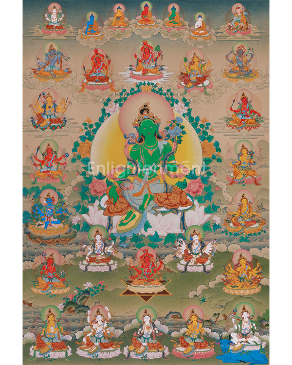 Traditional Thangka of 21 Tara