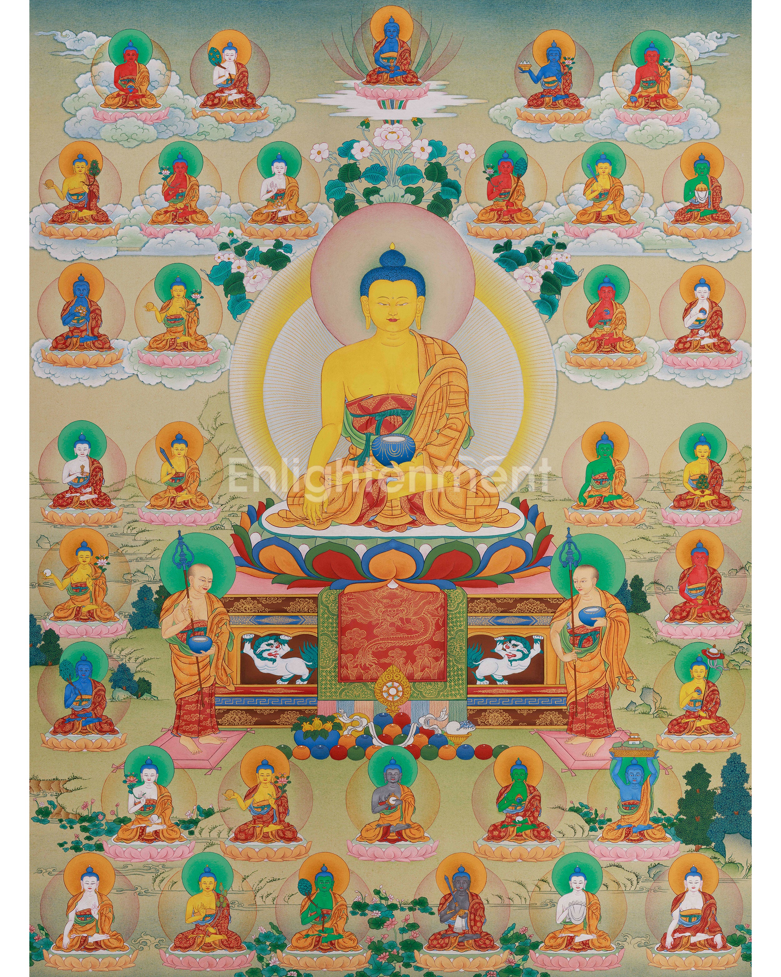 Traditional Thangka of 35 Buddhas