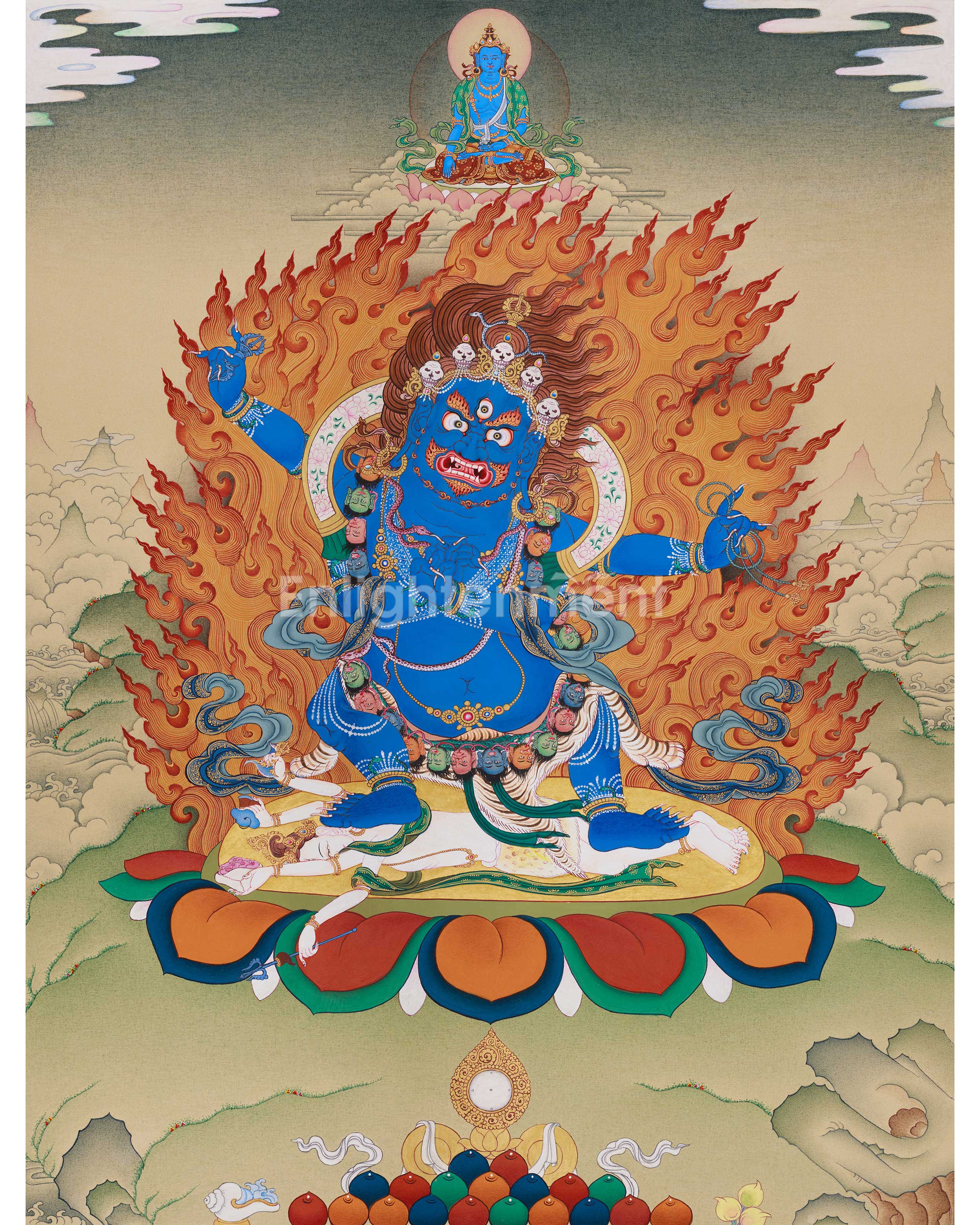 Traditional Thangka of Buta Damara With Mitrupa 