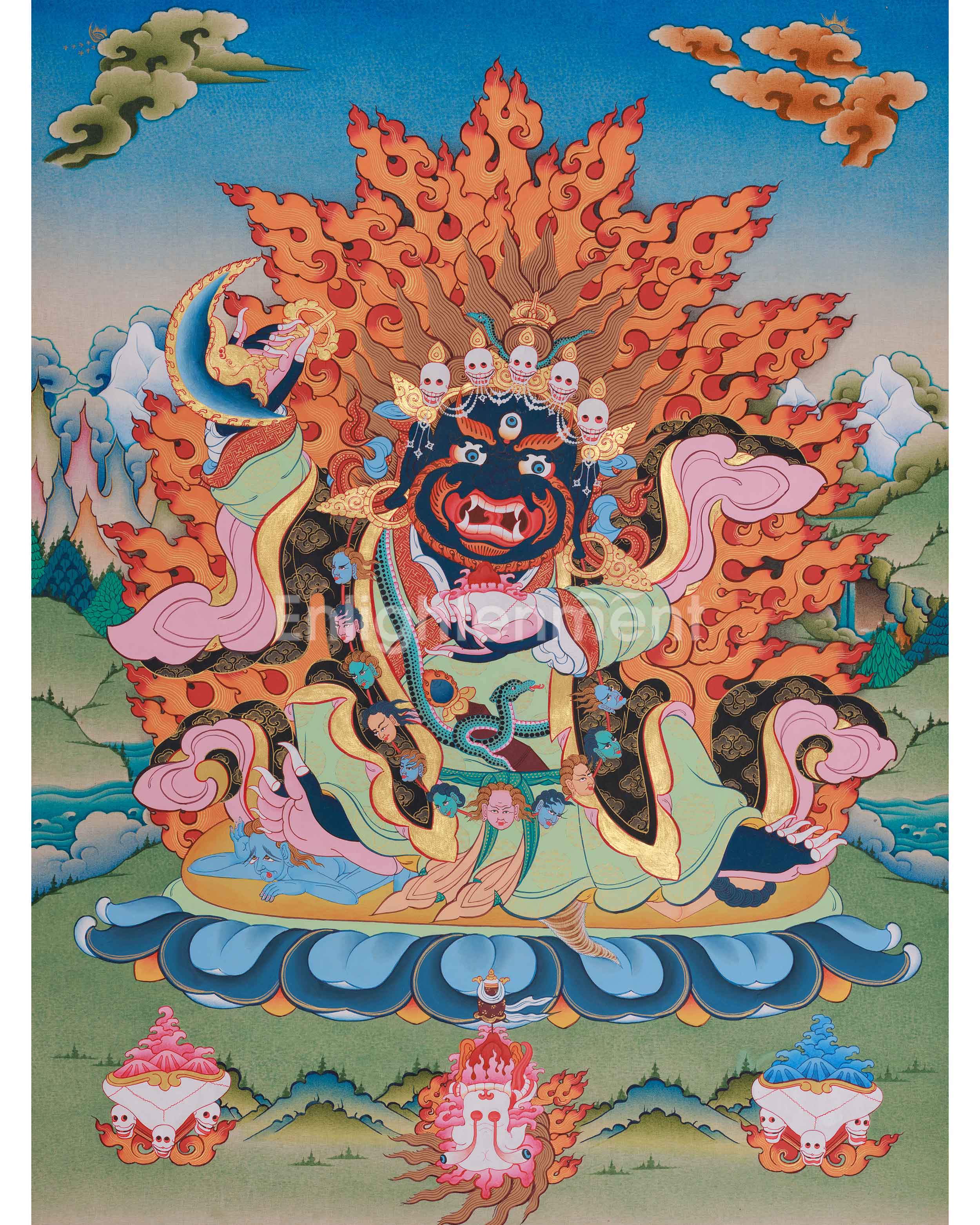 Traditional Thangka of Mahakala Bernagchen 