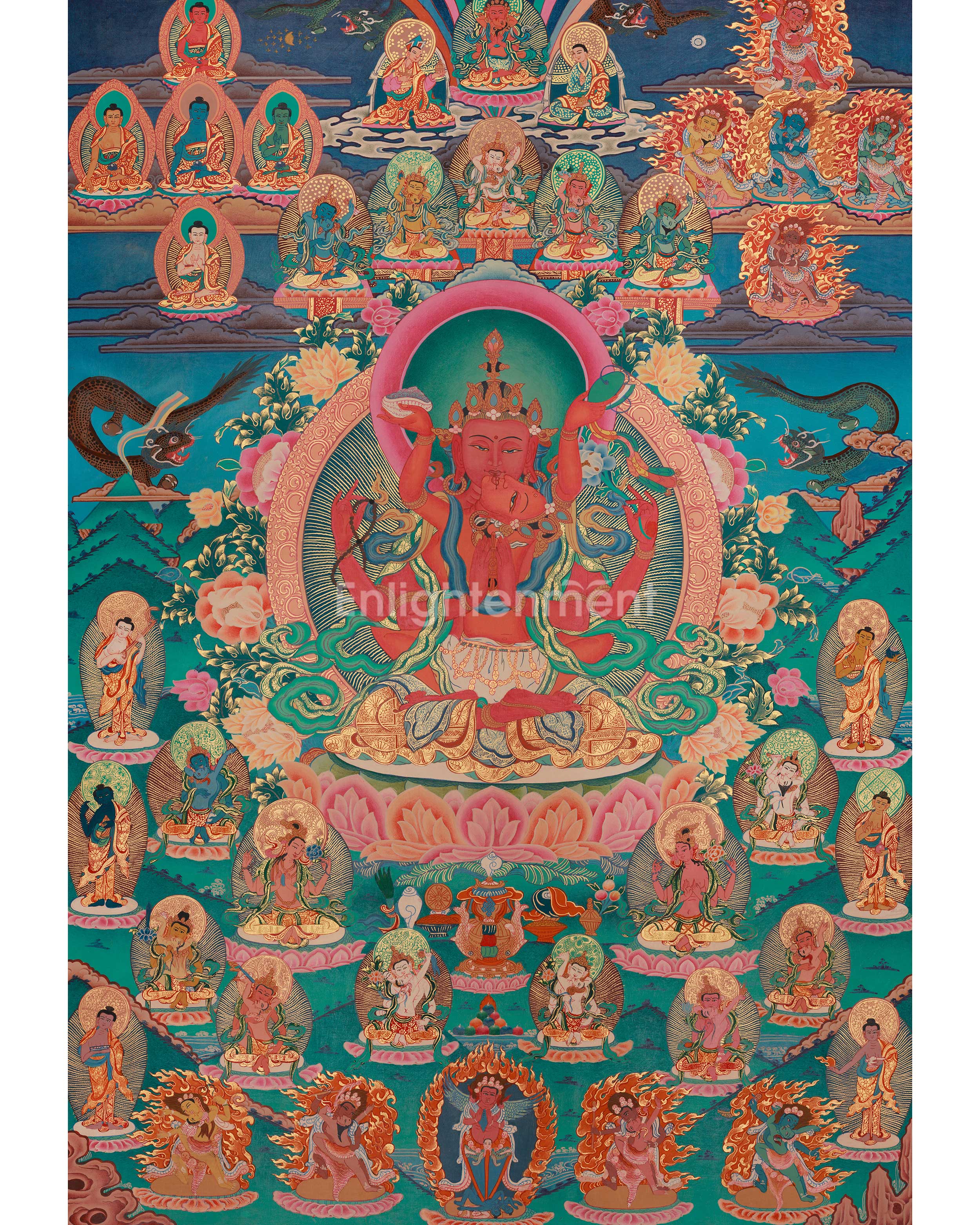 Traditional Thangka of Red Chenrezig