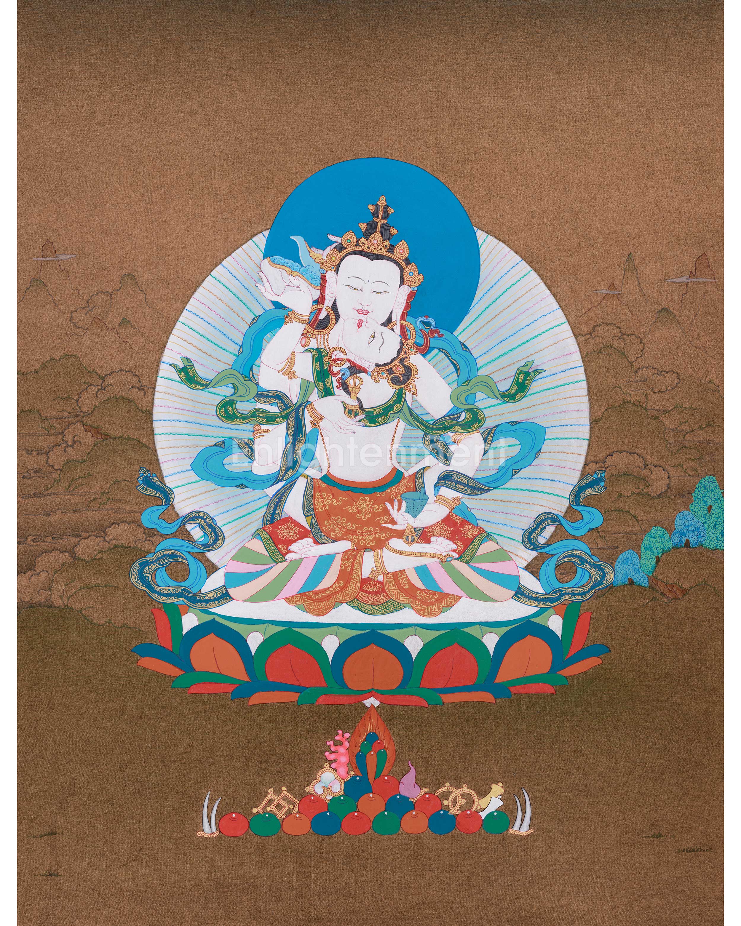  Traditional Thangka of Vajrasattva with His Consort 