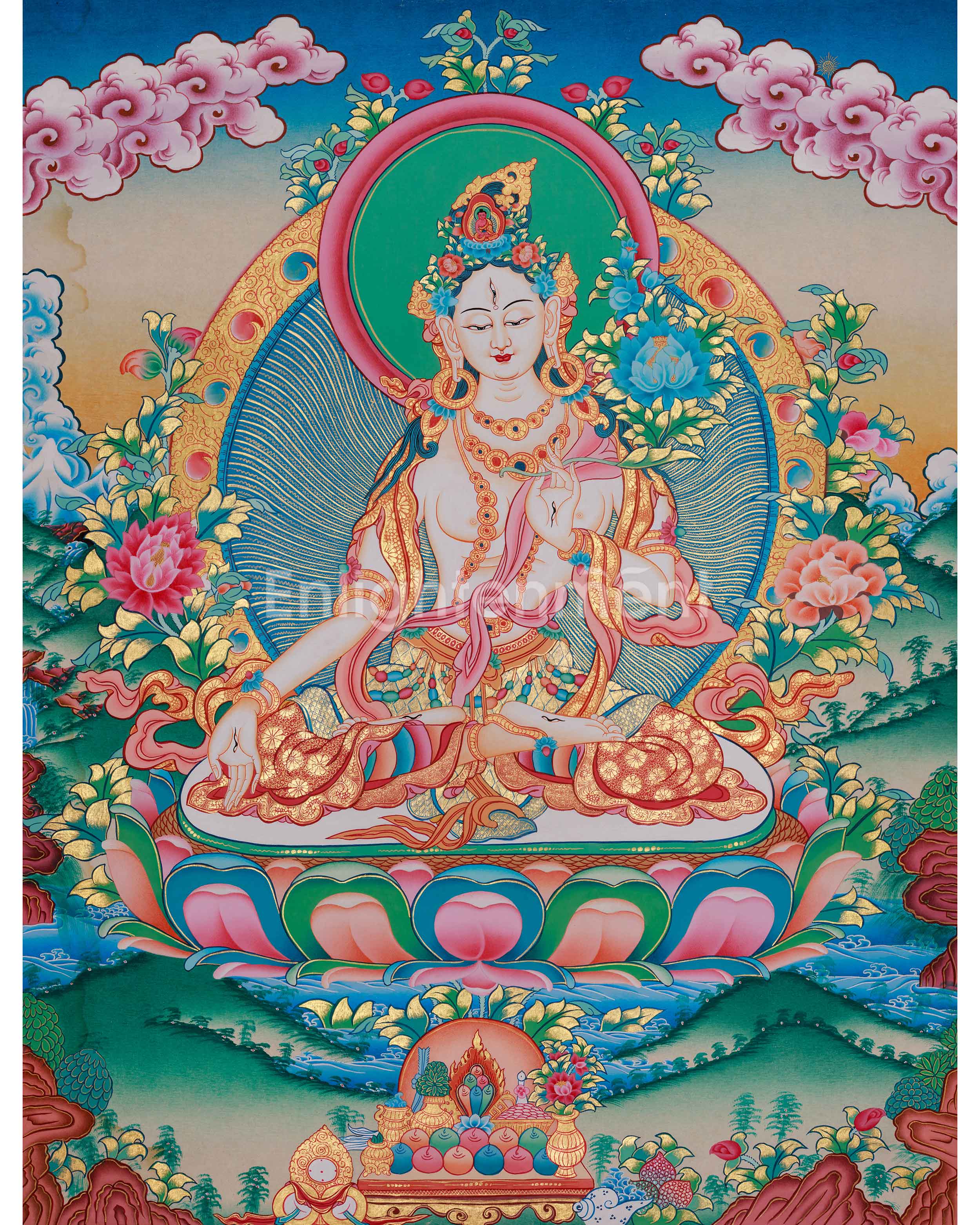 Traditional Thangka of White Tara
