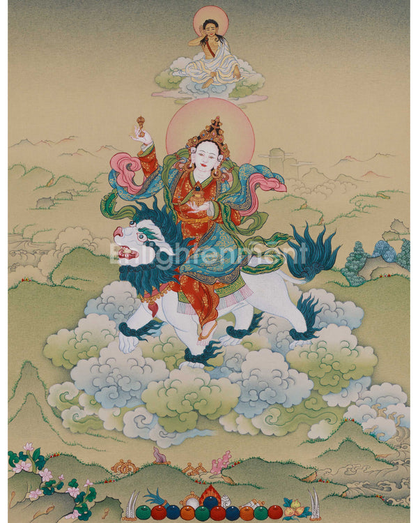 Traditional Tsheringma With Milarepa Thangka