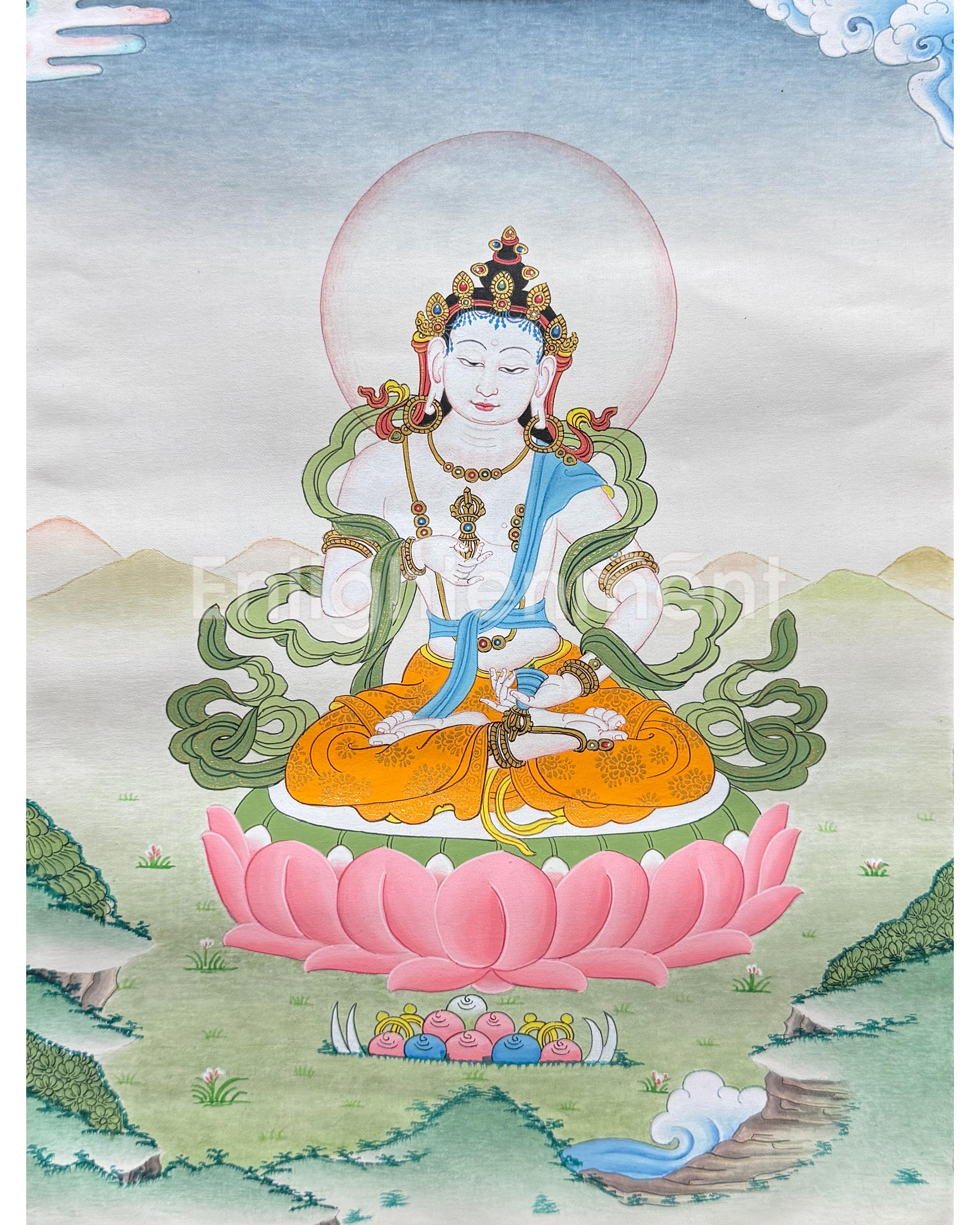 Traditional Vajrasattva Thangka With Brocade