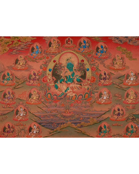 Twenty-one Taras Thangka Painting