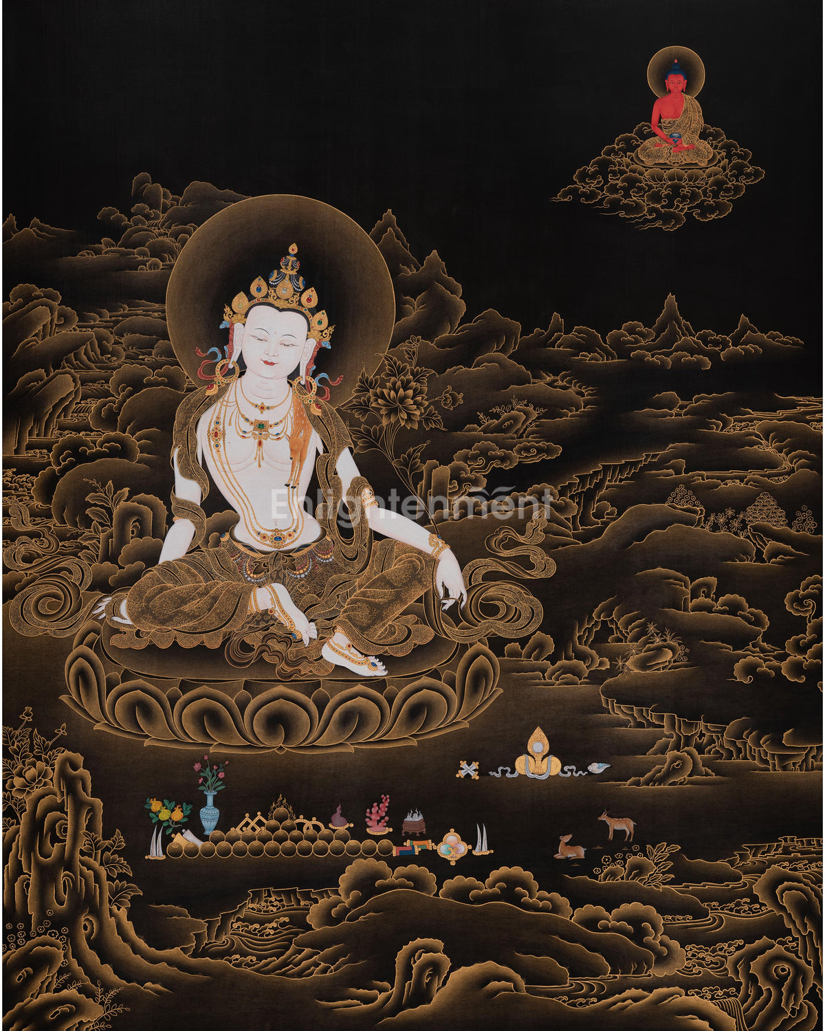 Two Armed Chenrezig with Amitabha Buddha 
