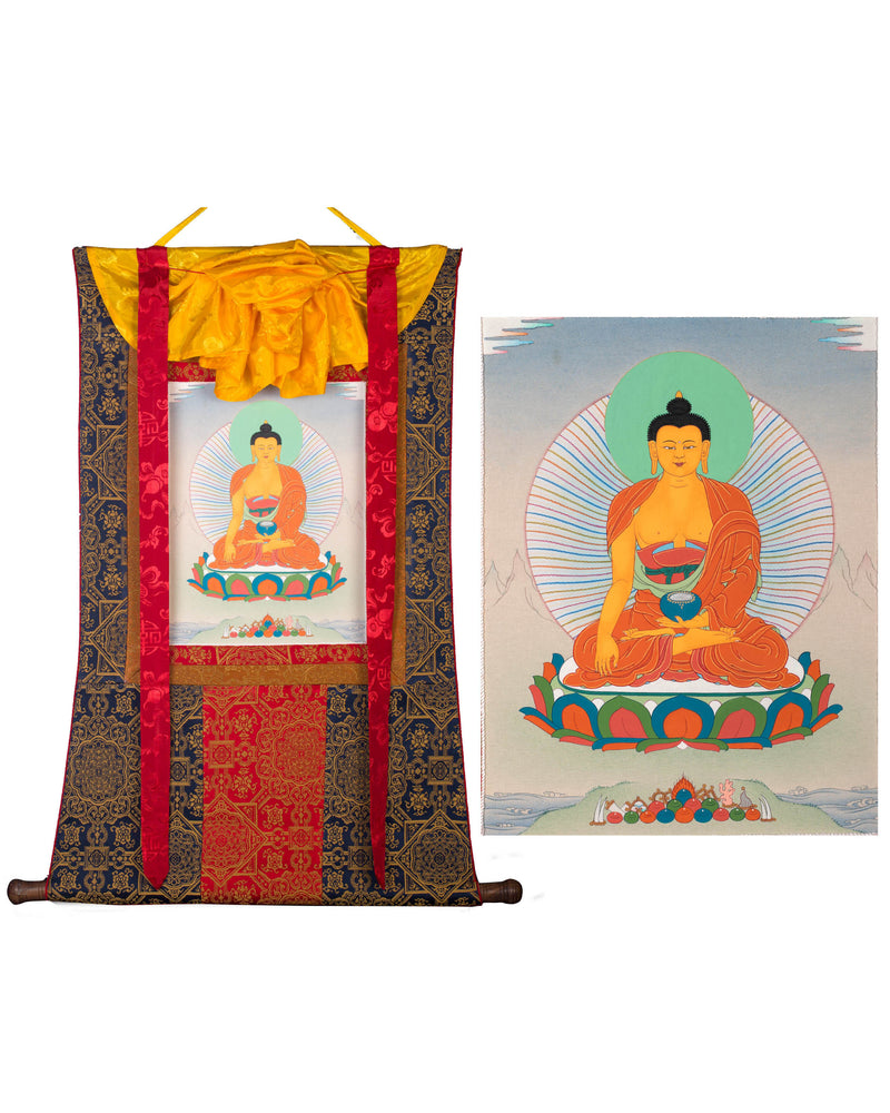 Shakyamuni Wall Scroll Painting | Buddha Brocade | Buddhist Thangka