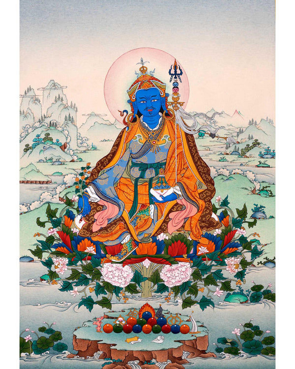 Guru Urgen Menla, Medicine Buddha Form of Guru Rinpoche Thangka