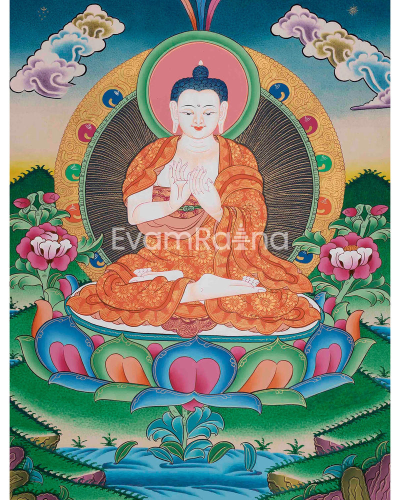 Original Handmade Vairocana Buddha Thangka | Pancha Buddha | Meditation And Yoga |