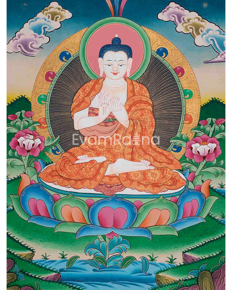 Original Handmade Vairocana Buddha Thangka | Pancha Buddha | Meditation And Yoga |