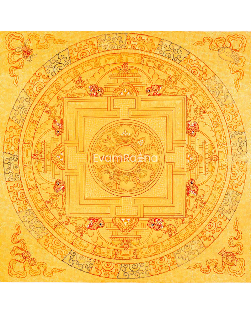 Original Hand Painted Vajra With 8 Auspicious Mandala Art | Tibetan Thangka Painting